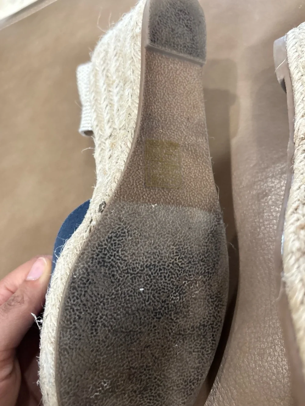 Journee Collection Navy and Cream Espadrille Wedge Sandals